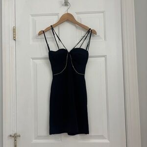 XS Lucy in the Sky Black mesh-panel rhinestone dress